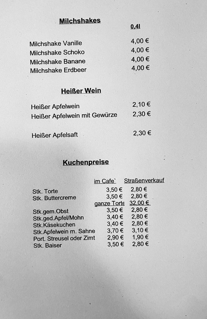 Odenwälder Cafestube Speisekarte